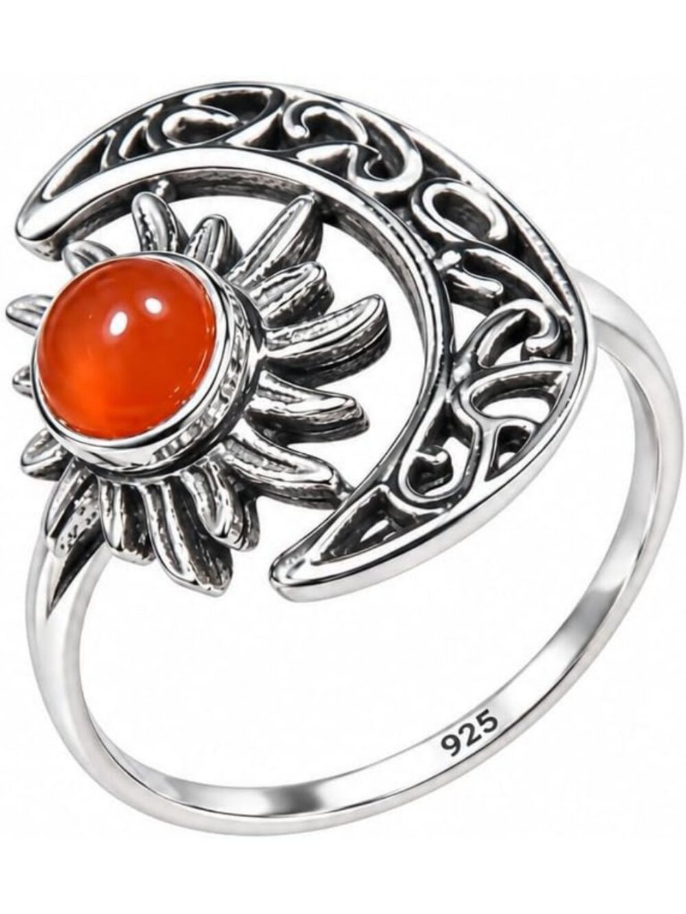 Vintage 925 Sterling Silver Carnelian Ring - Good Luck Promise Jewelry Gift for
